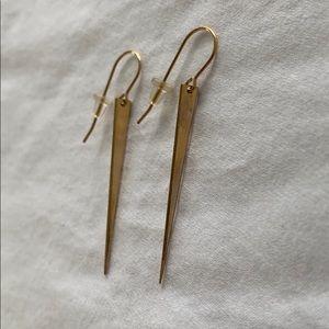 Gold Skinny Triangle Pointed Earrings